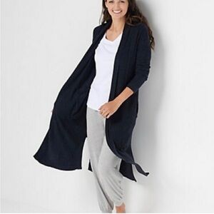 Barefoot Dreams CozyChic Lite Catalina Long Cardigan Black Size Small Petite NWT
